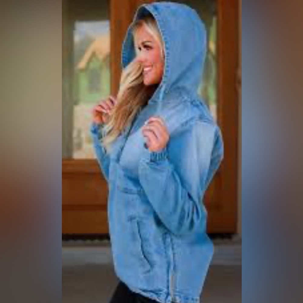 Women's Blue Denim hoodie, Jacket